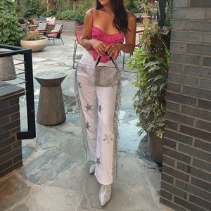 White Embellished Fringe Jeans | Western | Bachelorette